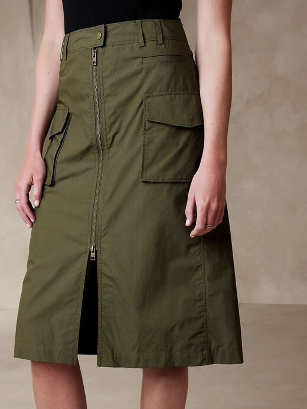 Banana Republic Factory Waimea Olive Cargo Midi Skirt NWT Sz 14